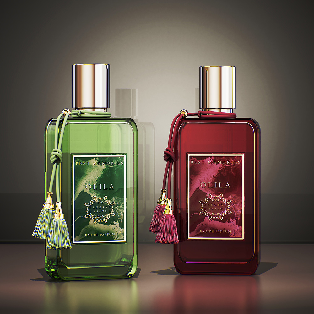 Rectangular Glass Perfume Bottle with Gold Cap