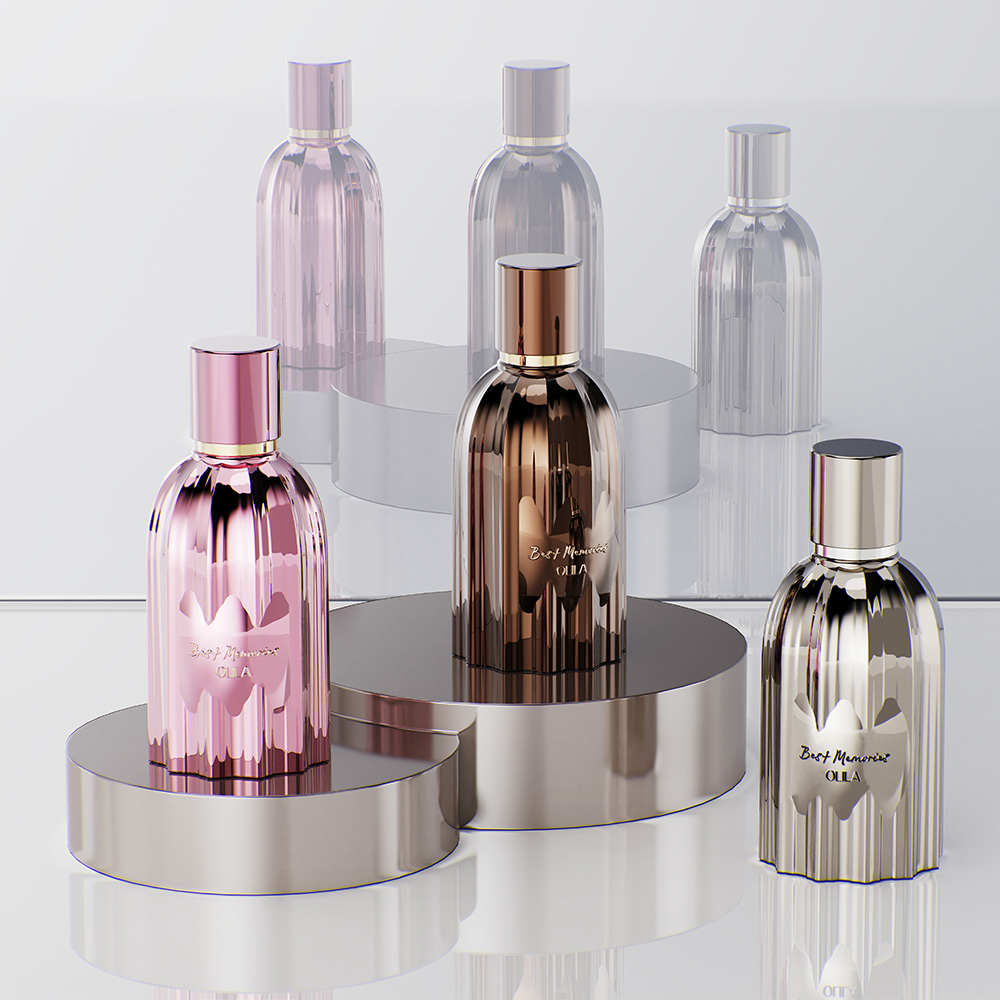 Fluted Metallic Perfume Bottle