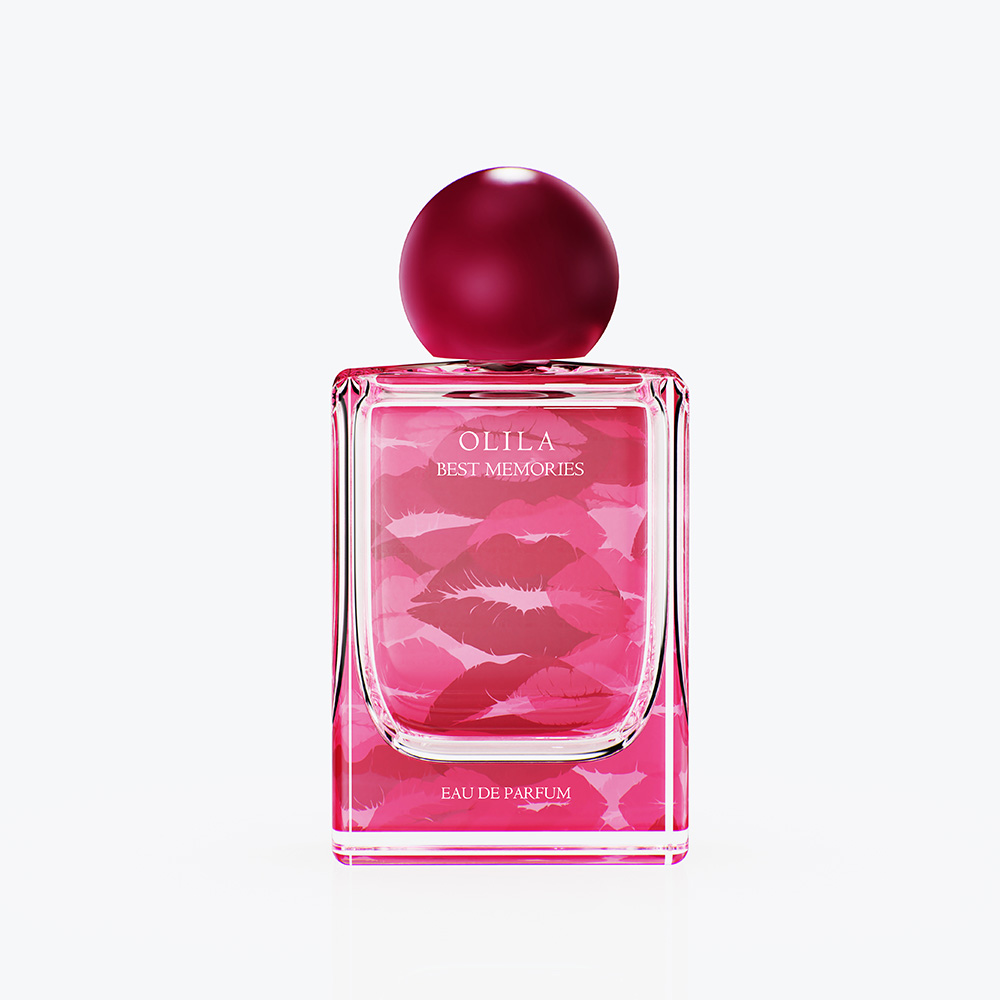 Pink Orb Cap Kiss Print Perfume Bottle