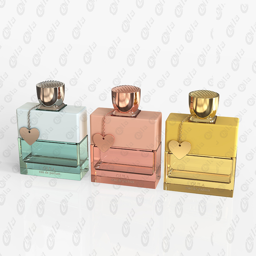 Heart Charm Rectangular Perfume Bottle