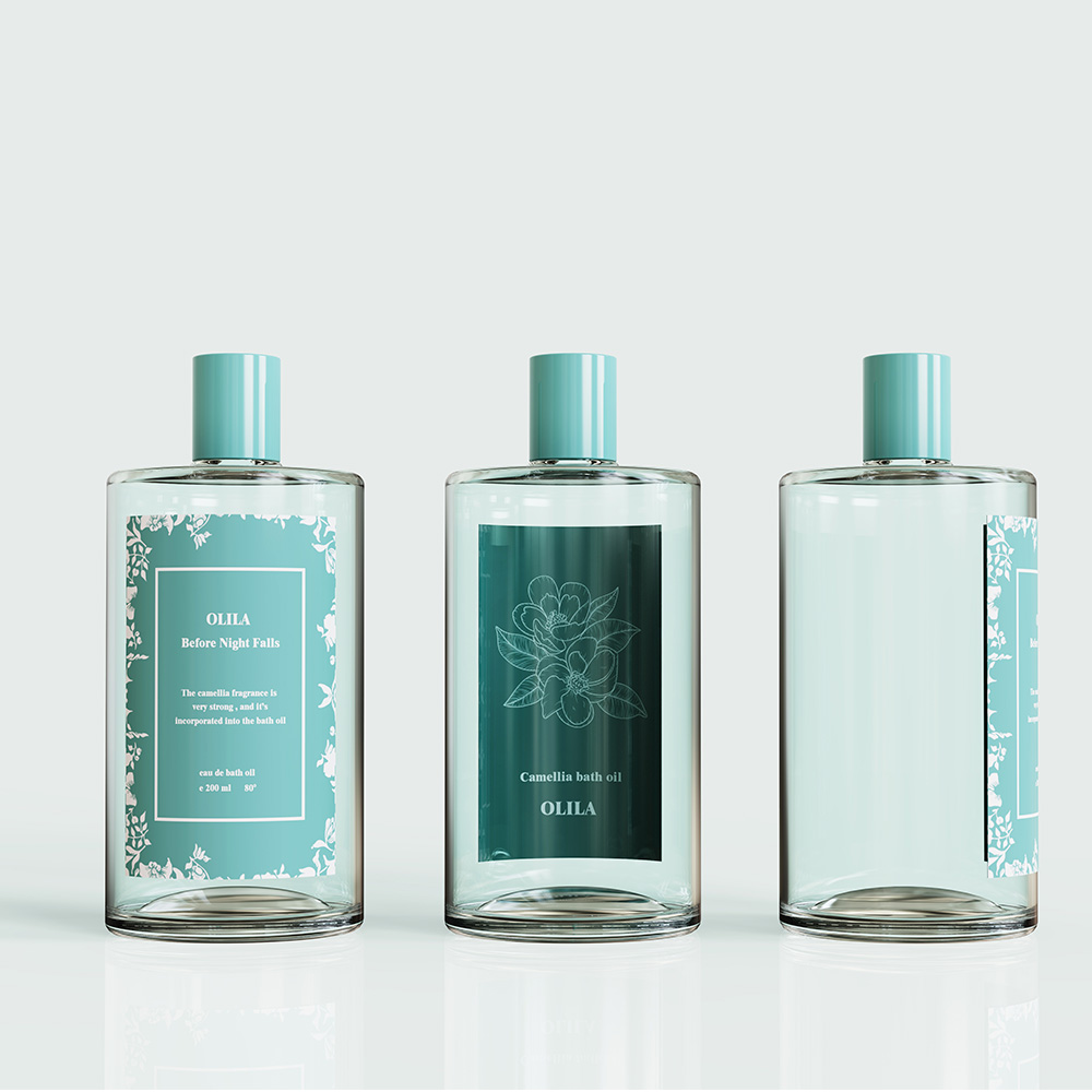 Clear Glass Liquid Deodorant Bottle with Teal Cap