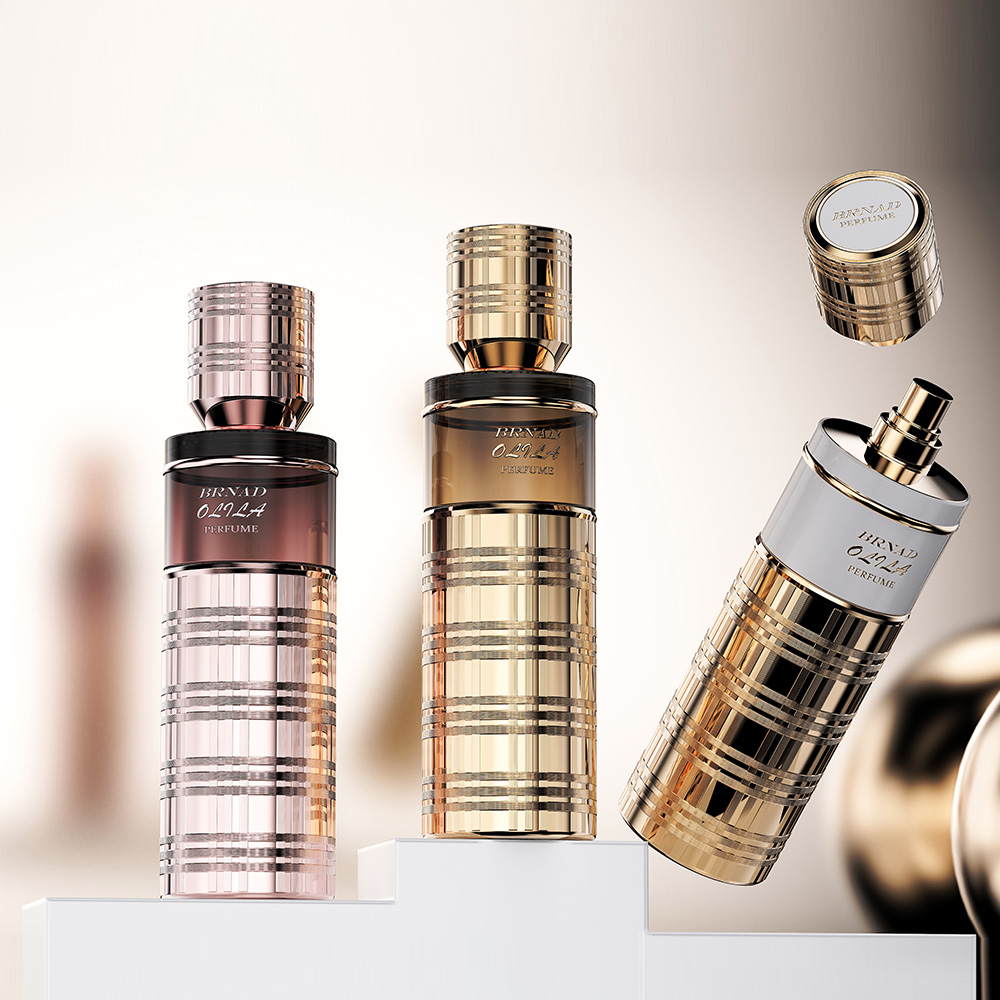Luxury Cylindrical Bottles with Metallic Cap