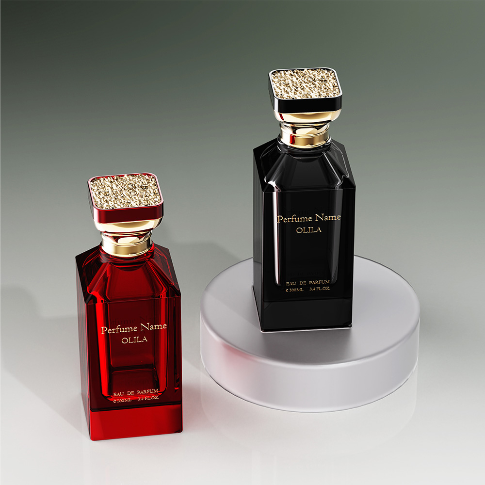 Red Rectangular Glass Perfume Bottle